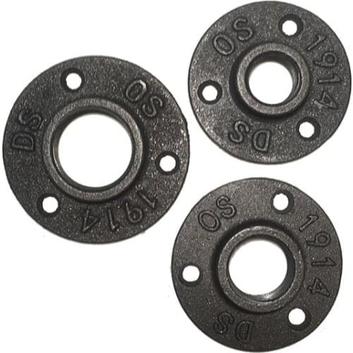 10pcs/lot Cast Iron Flanges 1/2" 3/4" 1" Flange Retro Furniture Accessory Loft American Industry Shelf Base Hanger Hardware Hook