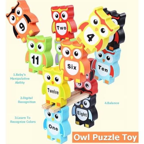 Learning Cognitive Skills Owl Balance Game Toy Kids Early Education Wisdom Hand Eye Coordination Training Wooden Toys For Gift