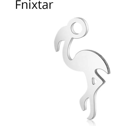 Fnixtar DIY Handmade Jewelry Bracelet Bird Cutting Charms Polished 316L Stainless Steel Animal Charms Pendant 7*14.6mm 20pcs/lot