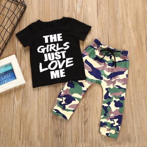Kids Fashion Summer Printed Boys Clothes Set 2Pcs Kid Boys Tops T-shirt And Pants Legging Casual Children Boys Outfits