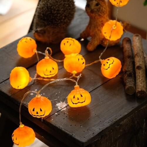 Halloween Pumpkin Spider Bat Skull String Lights Lamp DIY Hanging Horror Halloween Decoration For Home Party Supplies 10LED