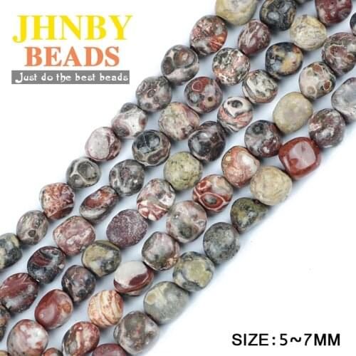 JHNBY Red Leopard Stone Irregular oval Gravel High quality Natural Stone 40cm Chip beads Jewelry bracelet making DIY accessories