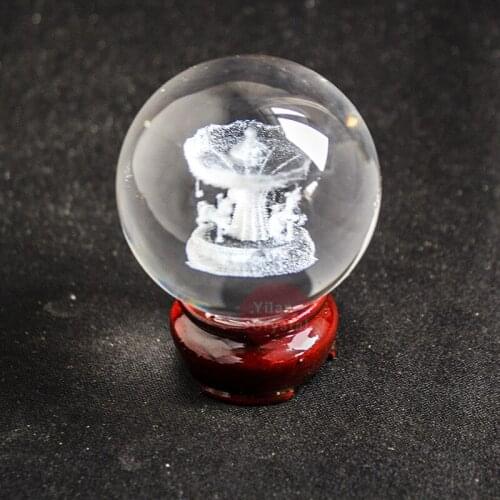 Carousel Crystal Ball 3D Laser Engraved Valentine gift crystal gift Home Decor Accessories Fengshui Crystal Ball
