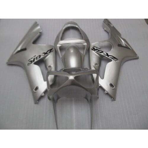 Injection molding Fairing kit for Kawasaki NINJA ZX6R 2003 2004 ZX-6R 03 04 all silver ABS bodywork fairings set HK26