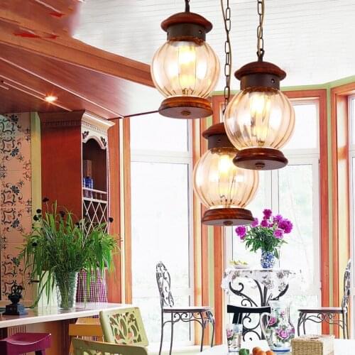 Creative new Chinese style solid wood chandelier living room restaurant bar exotic Chinese style classic glass chandelier