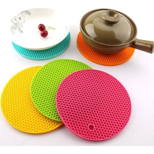 Round Honeycomb Mat Silicone Placemat Heat Silicone Mats Bowl Pad Pot Holder Thicken Insulation Table Placemat Home Decor Decor