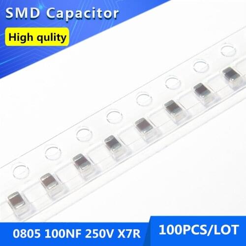 100pcs 0805 100NF 0.1UF 100V 10% X7R Thick Film Chip Multilayer Ceramic Capacitor