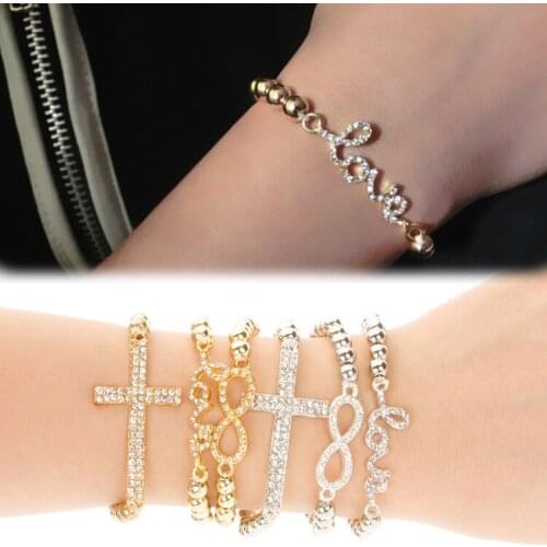 Trendy Drill 2016 Elastic Woman Bracelet Rhinestone Inlaid Alloy Elastic Woman Bracelet Jewelry Accessories Free Shipping