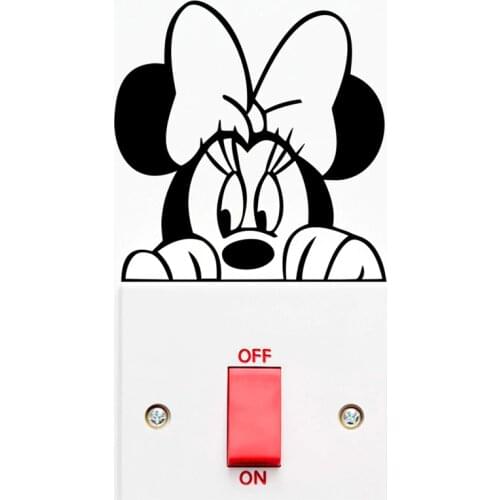 Cartoon mickey minnie mouse switch stickers for kids rooms home decor disney wall decals vinyl mural art diy wallpaper