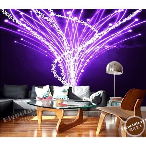The latest custom 3D murals, purple fantasy dynamic line abstract wallpaper, KTV bar background wall paper