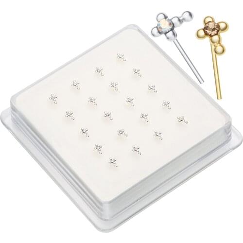 New arrival Cross nose studs sterling silver nose body piercing jewelry mulit crystal plated gold