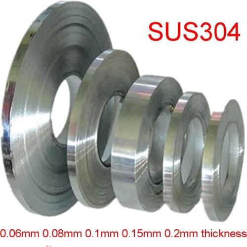 0.06mm 0.08mm 0.1mm 0.15mm 0.2mm 304 inox sheet stainless steel band foil SUS 304 corrosion resistant plate SS304 Spring strap