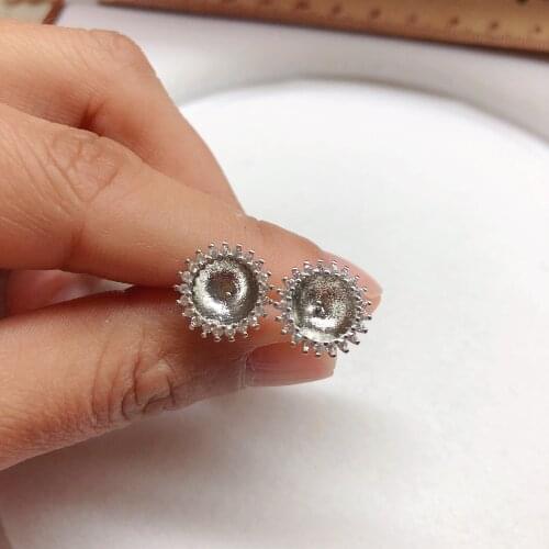 Sunflower Stud Earrings Mountings Accessories Findings Jewelry Settings Parts for Pearls Beads Stones Agate Coral Crystal