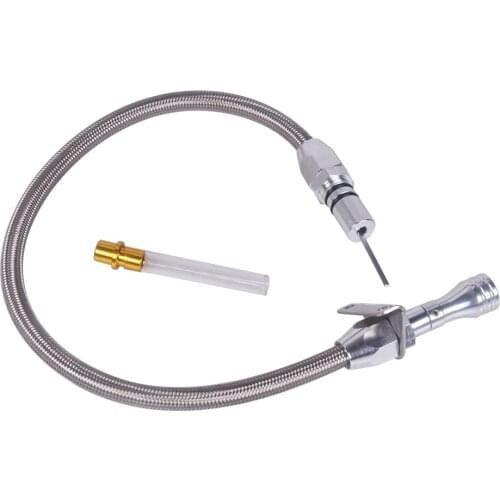 Transmission Dipstick Stainless Braided Firewall Flexible Dipstick TH350 TH-400 700R4 Tranny SBC BBC Trans For Chevy GM Auto