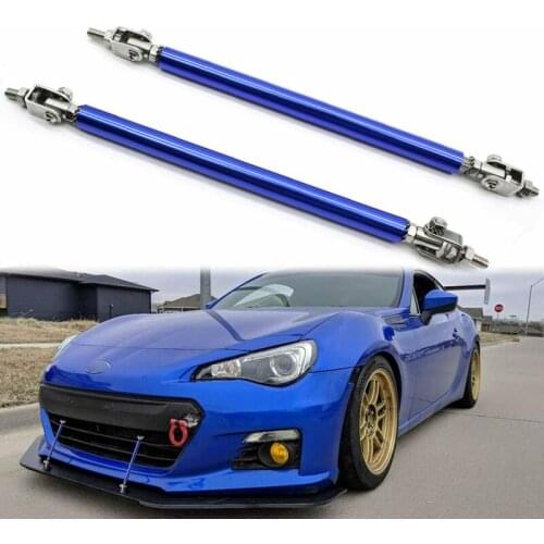 Blue Adjust Front Bumper Lip Splitter Strut Rod Tie Support Bars 8"-11" Universa