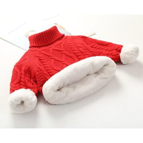 Children Sweater Autumn Winter Girls Boys Casual Cotton Thick Pullover Tops Kids Children Plus Velvet Knitted Cardigan Sweater