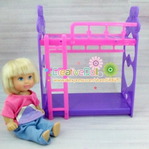 Funny toys for baby girls play house toys platic bunk bed for mini doll house For Barbie doll kelly doll