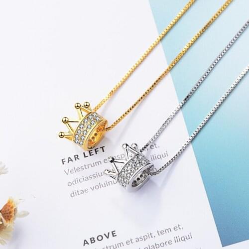 KOFSAC New Charm 925 Sterling Silver Necklaces For Women Wedding Exquisite Zircon Crown Pendant Necklace Girl Engagement Jewelry