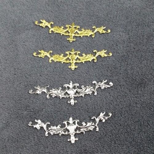 10pieces / lot 10x52mm brass color Box decoration filigree flowe Slice Charms base Setting Jewelry DIY Components Findings