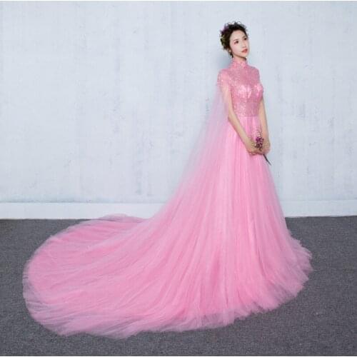 100%real pink embroidery beading trailing cloak tcourt medieval dress with hat renaissance Gown queen Victorian Belle /ball gown