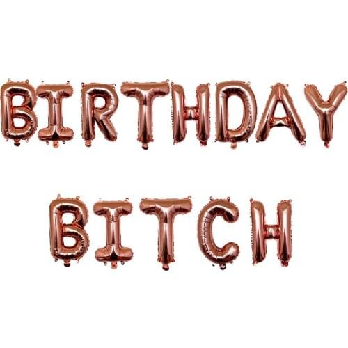 1set 13pcs rose gold 16inch birthday bitch letter balloons foil ballon for adult birthday party decorations tricky birthday gift