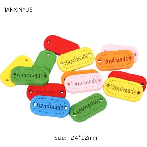 Hot 30PCs Multicolor Wooden Buttons Handmade Letter Carved Decorative Buttons Fit Sewing and Scrapbooking Crafts DIY 24x12mm