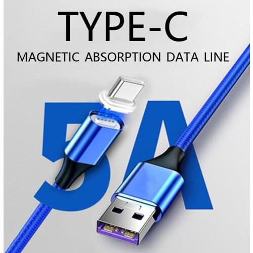 5A Magnetic USB Type C Cable Fast Charging Cable Magnet Charger Nylon Braid Data For Samsung S10 S9 S8 Huawei P30 P20 PRO 1M