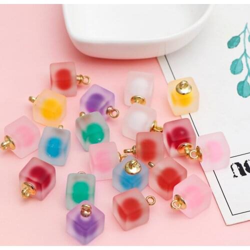 8 Pcs Frosted Glass Pendant Headline Jewelry Mixed Color Translucent Spheres Can Be Used For Accessories Such As DIY Earrings
