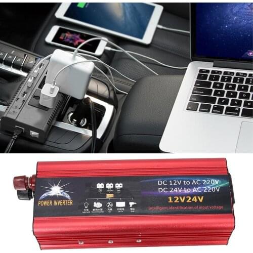 Car Inverter Rust-proof 6000W 12V/24V Red Power Converter Adapter Inversor Voltage Transformer Converter Auto Accessories