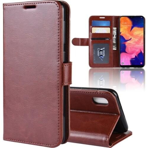 A105F Case for Samsung Galaxy A10 Cover Wallet Card Stent Book Style Faux Leather Flip Protect Black 10A SM A105 A 10 (6.2inch)