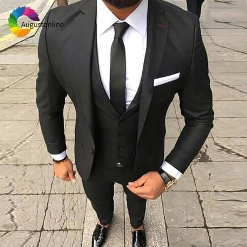 Black Men Suits For Wedding Suit Custom Slim Fit Formal Groom Tailor Made Costumes Tuxedo Best Man Ternos Anzug Herren 3Pieces