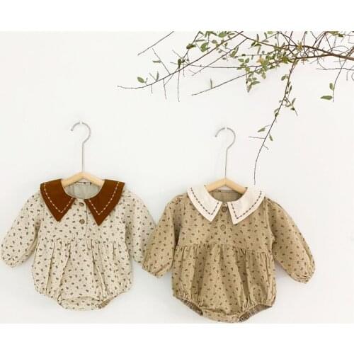 Baby Triangle Romper Floral Baby One-piece Corduroy Baby Outing Clothes