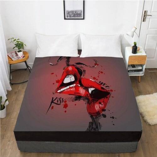 Fitted Sheet Mattress Cover With Elastic Band Bed Sheets Bedding Linens Queen King Size Bedsheet 90/160X200CM Gray Kiss