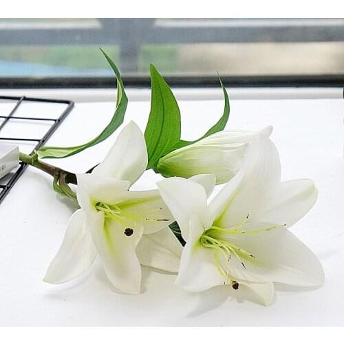 1pc 3heads Lily artificial flowers branch home wedding party decorative floral arrangements photography props Fake Flowers
