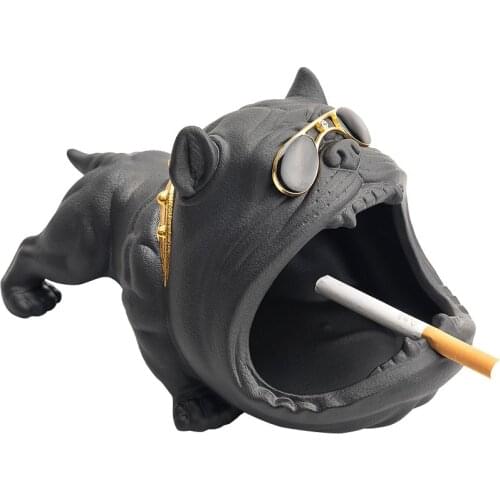 Ceramic Bully Dog Model Ashtray Anti-ash Portable Iqos Cigarette Ash Tray Car Home Decor Cigar Storage Ashtray Boyfriend' Gift