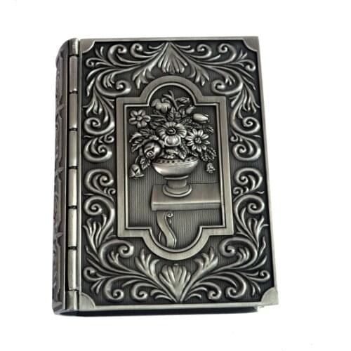 Classical European style Metal Jewelry Storage Box Tin W flower shape J2139