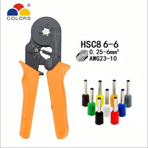 Plier HSC8 6-6 Orange tool mini self-adjustable crimping plier 23-10AWG crimping capacity 0.25-6mm2 VSC8 HSC8 6-4