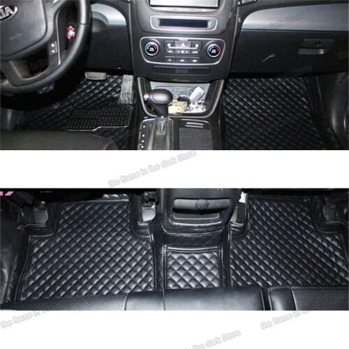 Leather car floor mats for kia sorento XM 2009 2010 2011 2012 2013 cover interior accessories carpet 5 7 seats styling