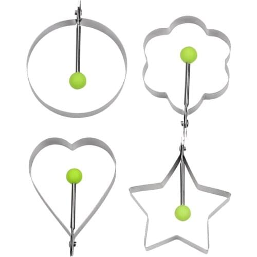 Love Flower Round Star Molds Egg Pancake Ring Mold Fried Egg Shaper 4Pcs/set Stainless Steel Omelette Egg Frying Mold