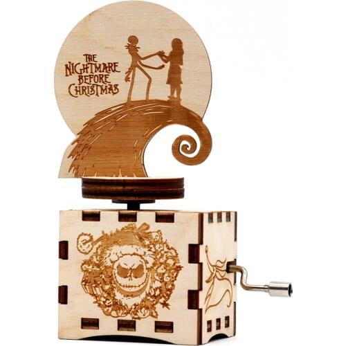2019 Hot-selling Wood Carving Retro-vintage Hand Rotary Halloween Theme Music Box Halloween Gift Decorations First Choice