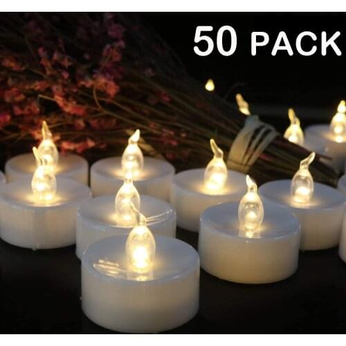METABLE 50PCS Flameless LED Candles Battery Operated Tea Lights Long Lasting Tealight for Wedding Holiday Party Home Decoration