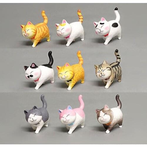 9Pcs/Set Mini PVC Animal Model Cat Doll Figures Toy Creative Handicraft Ornaments Cute Bell Cat Decoration Crafts B1060