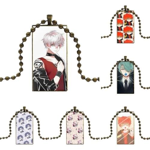 Mystic Messenger South Korea Game Design Fashion Vintage Glass Women Rectangle Necklace Pendants For Girls Wholesale