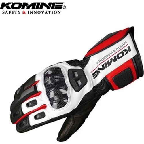 Komine Motorcycle Touch Screen Breathable Leather Carbon Fiber Gloves Motorcycle Racing Riding Protective Long Finger Gloves