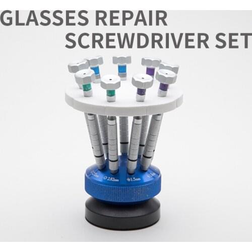 1PC Glasses Repair Screwdriver Set Nine Sticks With Base Glasses Repair Tools Flat Cross Plum Hexagon Socket Kit
