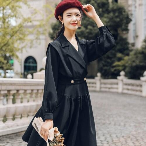 2020 new fashion womens clothing Notched Vintage women dress dresses