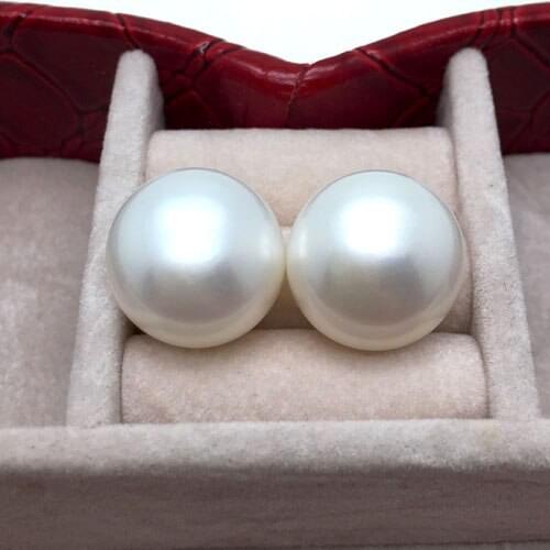 CHARMING GENUINE RARE 13-14MM PERFECT WHITE PEARL EARRING