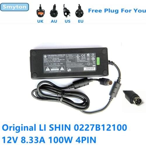 Original AC Adapter Charger LI SHIN 0227B12100 12V 8.33A 100W For NAS QNAP TS-419P II DS4600 0415B20180 Power Supply Adapter