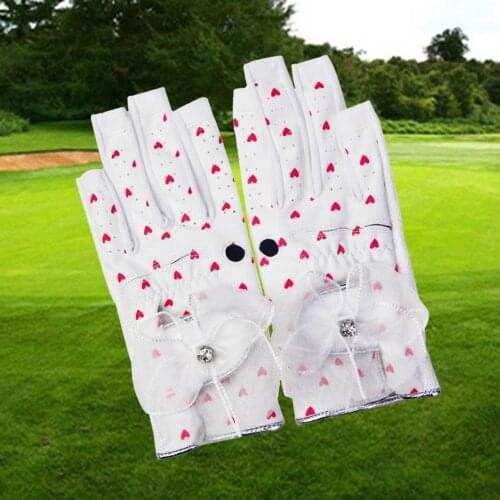Pack 1 Pcs Golf Gloves Women Left Right Hand Soft Breathable Non-slip Bowknot Fingerless Heart Shaped Golf Gloves