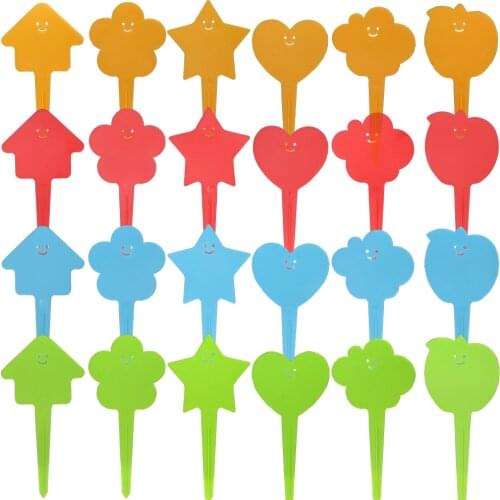 25pcs Plastic Plant Innovation Labels House Heart Flower Cloud Star Application Shape Reusable Waterproof Nursery Bonsai Tags